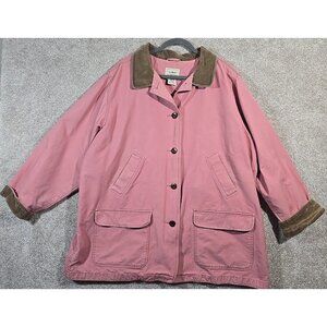 L.L. Bean Vintage Barn Jacket OWY27 Chore Coat Dusty Rose Corduroy Trim Lined 3X